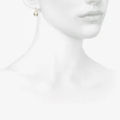 18k & faceted oval white topaz north/south drop earrings