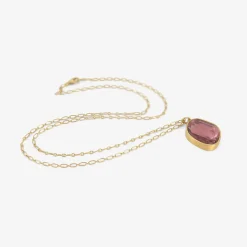 18k & faceted pink tourmaline pebble pendant, 7.17ct