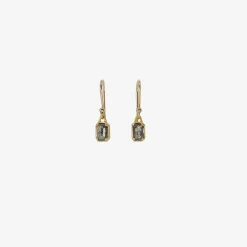 18k & faceted salt and pepper diamond earrings, .75ct