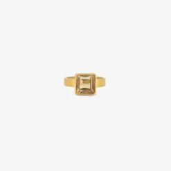 22k & faceted square peach tourmaline ring, 3ct