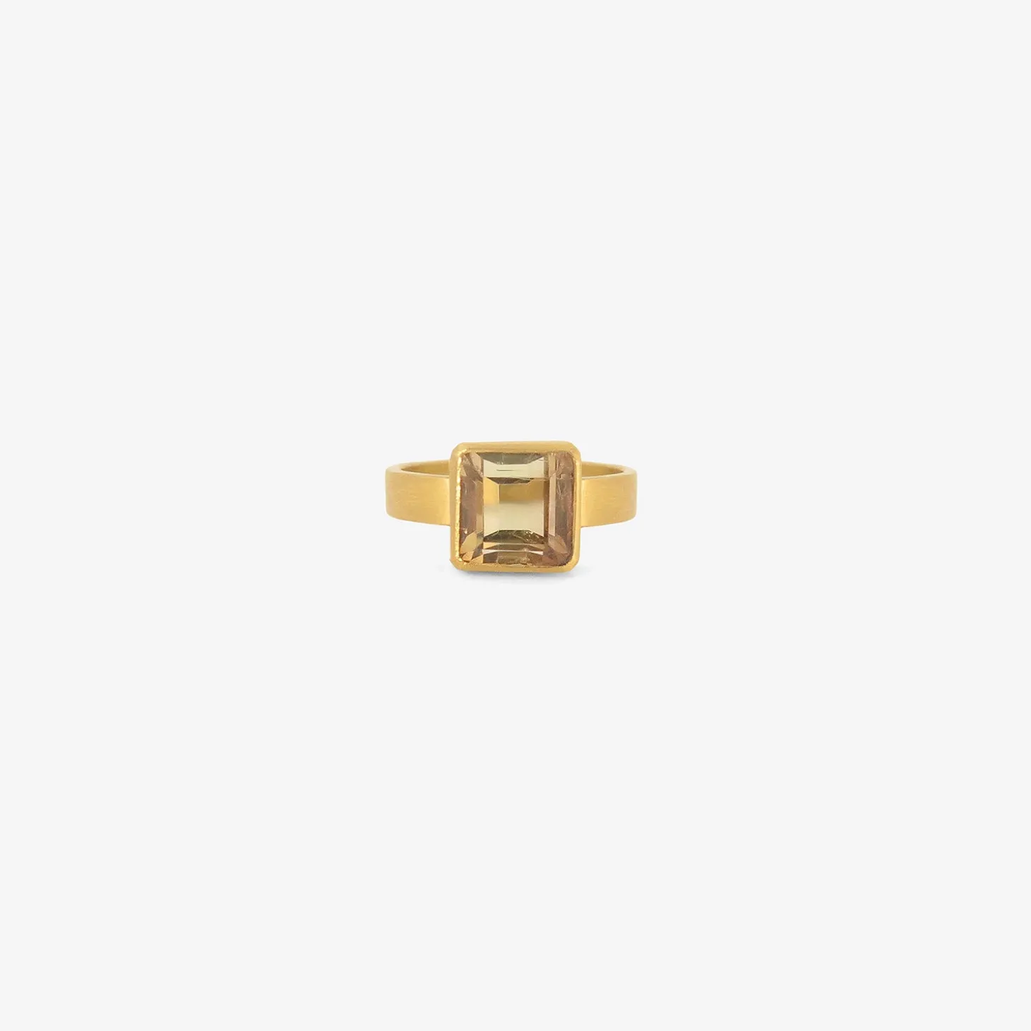 22k & faceted square peach tourmaline ring, 3ct
