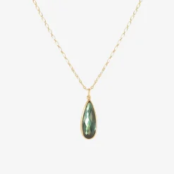 18k & faceted teardrop-shaped green tourmaline pendant, 4.23ct