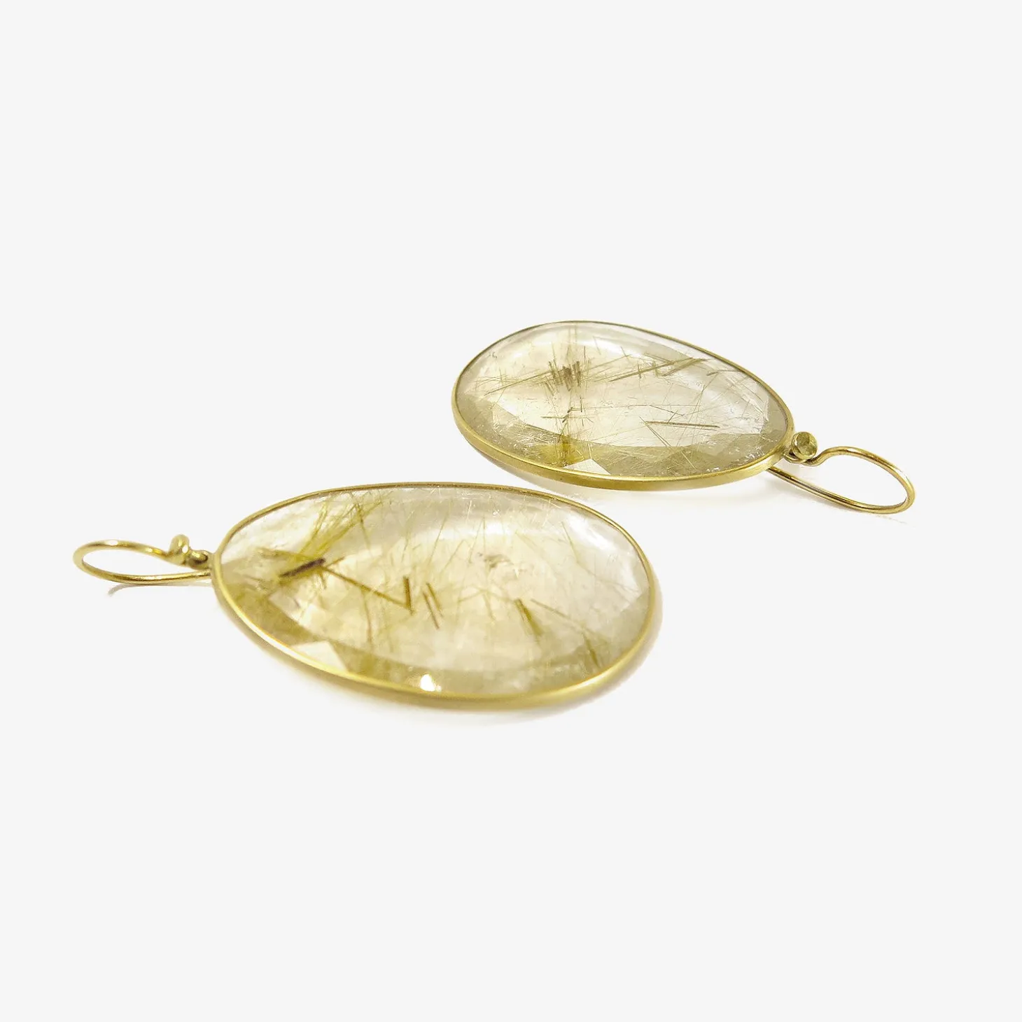 18k & faceted wing shaped rutilated quartz earrings