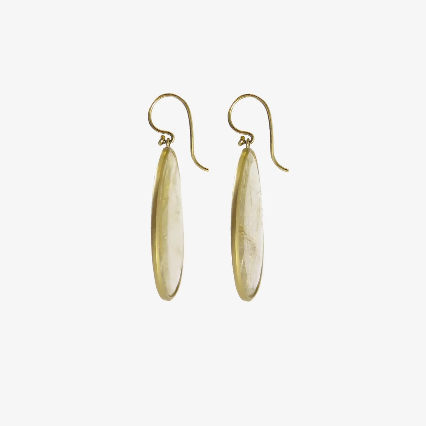 18k & faceted wing shaped rutilated quartz earrings