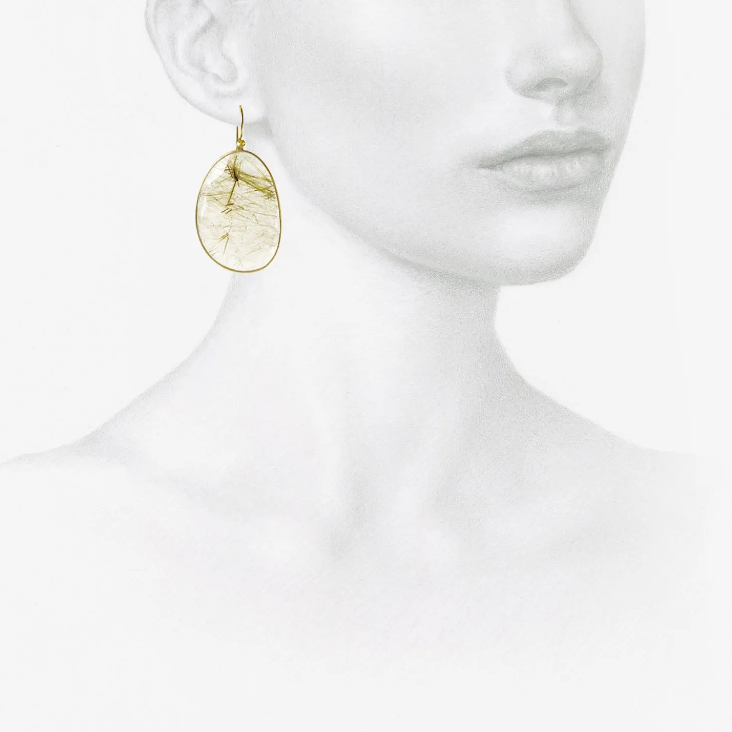 18k & faceted wing shaped rutilated quartz earrings
