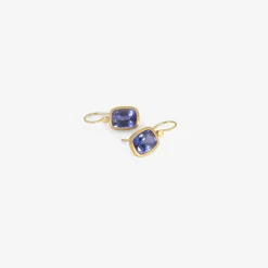 18k & fancy tanzanite cushion drop earrings, 8.83ct