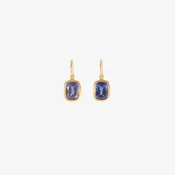 18k & fancy tanzanite cushion drop earrings, 8.83ct