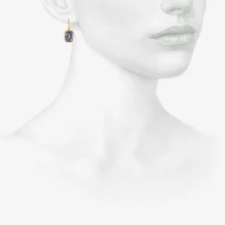 18k & fancy tanzanite cushion drop earrings, 8.83ct