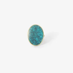 18k & flat oval persian turquoise ring, 9.41ct