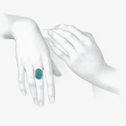 18k & flat oval persian turquoise ring, 9.41ct