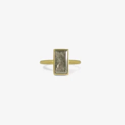 18k & flat rectangular grey lacy diamond ring, 2.5ct