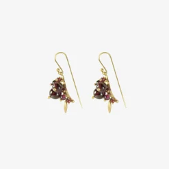 10k & garnet bug cluster earrings