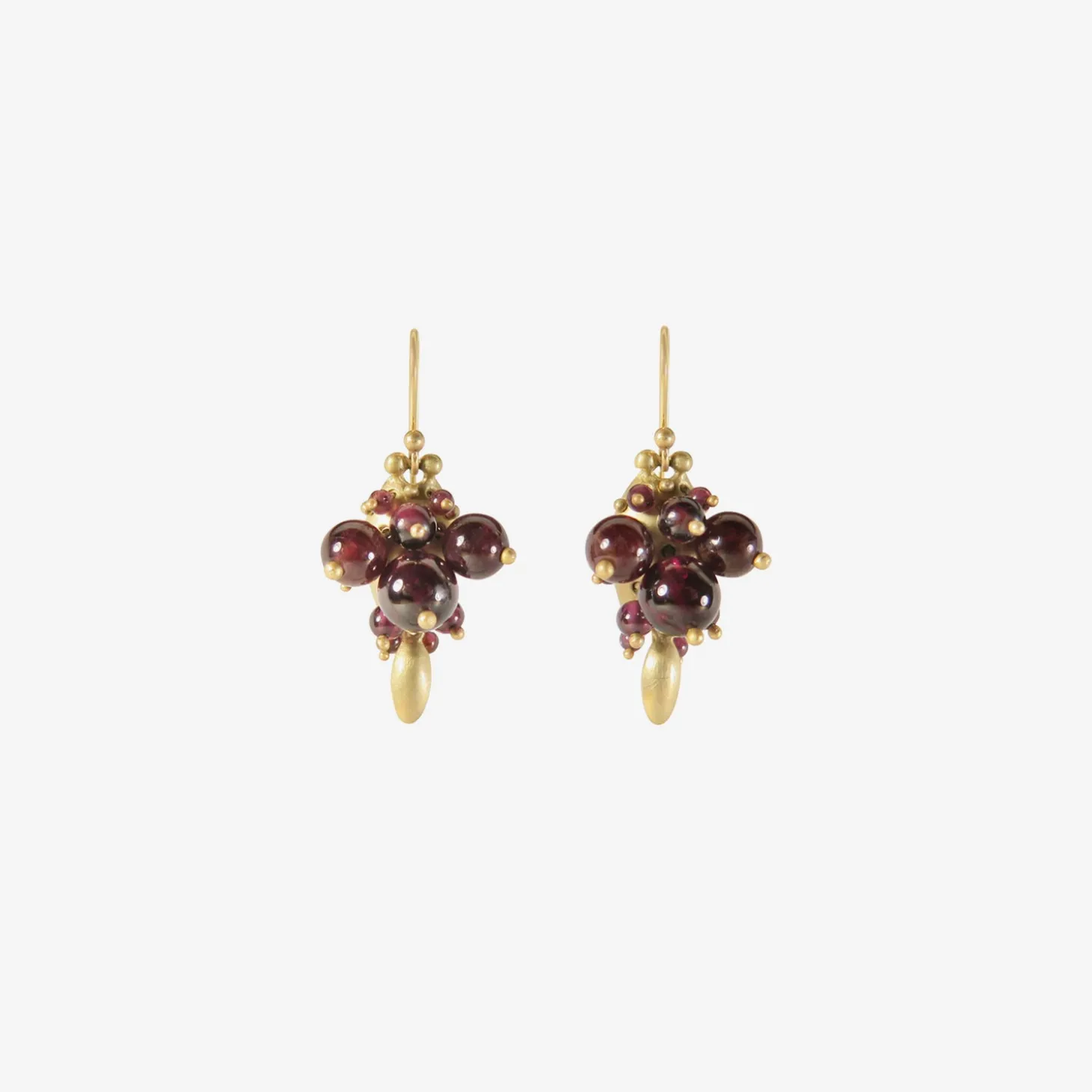 10k & garnet bug cluster earrings