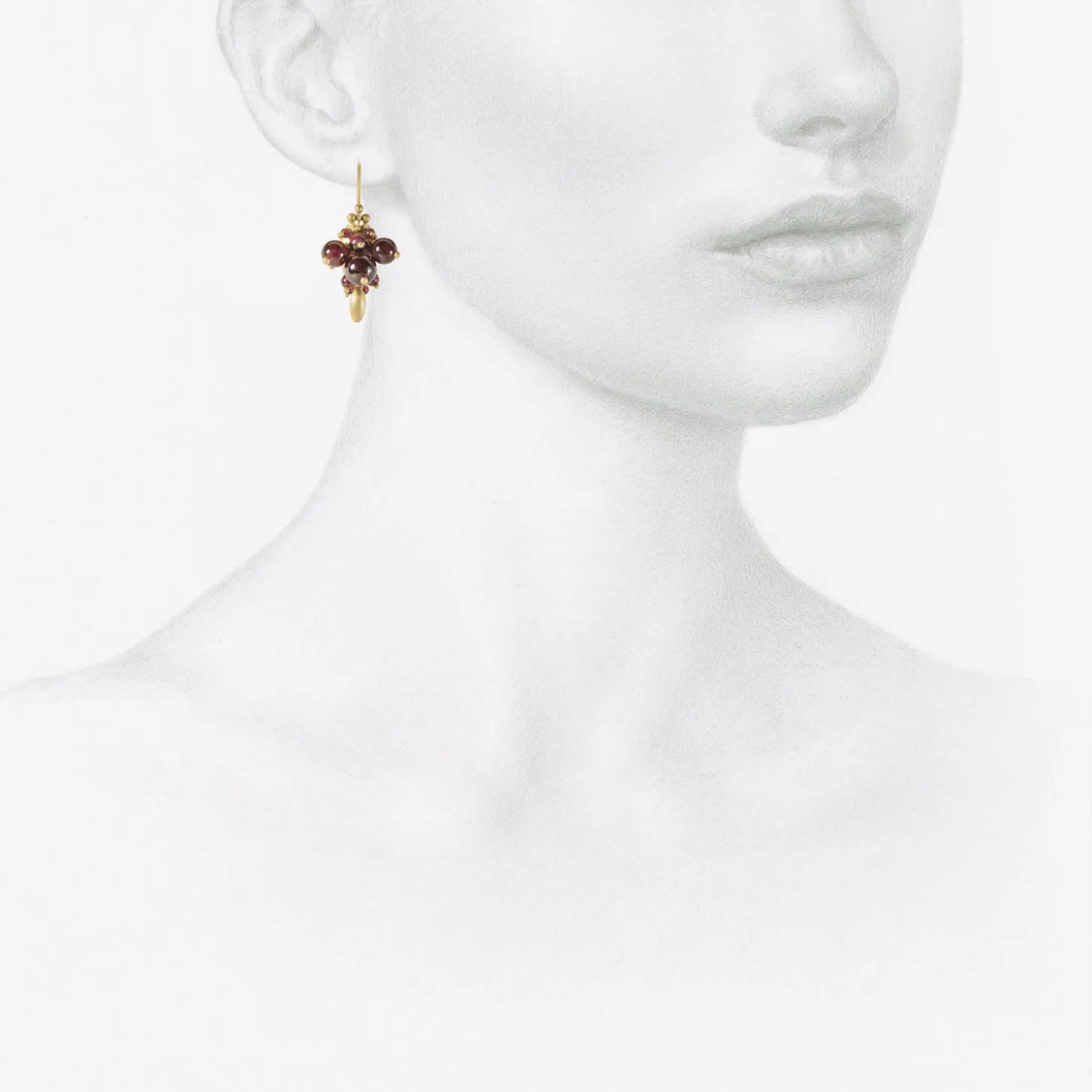 10k & garnet bug cluster earrings