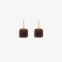 18k & garnet cube drop earrings, 13.22ct