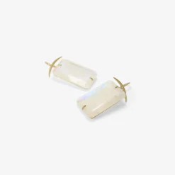 18k & giant rectangular moonstone earrings