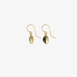 18k & green and blue checkered tourmaline cushion earrings, 4.81ct