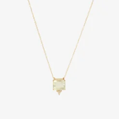 14k & green beryl story pendant necklace with rose-cut diamond, .10ct