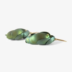 14k & green niobium small articulated pinecone earrings