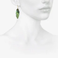 14k & green niobium small articulated pinecone earrings