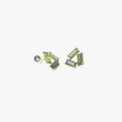 18k & green tourmaline baguette tile earrings