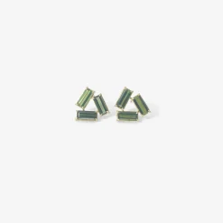 18k & green tourmaline baguette tile earrings
