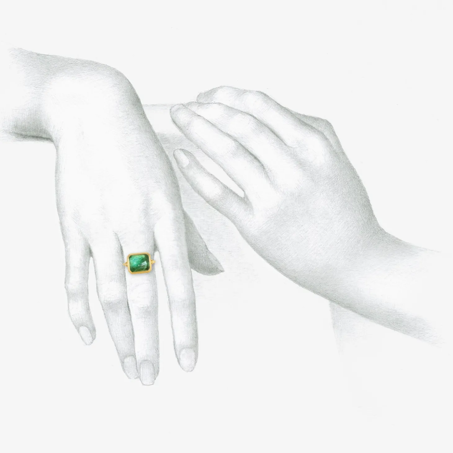 22k & green tourmaline capsa ring