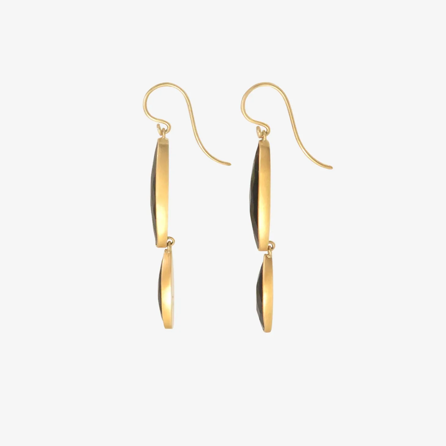 22k & green tourmaline double drop earrings, 8.16ct