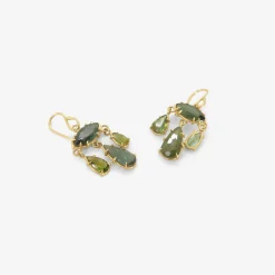 18k & green tourmaline girandole earrings