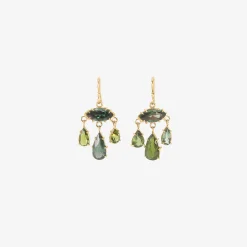 18k & green tourmaline girandole earrings