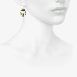 18k & green tourmaline girandole earrings