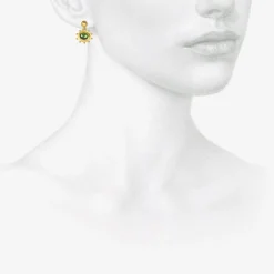 22k & green tourmaline large granulated bell earrings