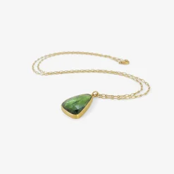 18k & green tourmaline sequin pebble pendant, 12.57ct