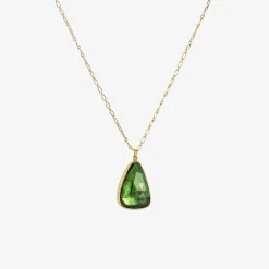 18k & green tourmaline sequin pebble pendant, 12.57ct