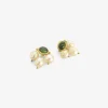 22k & green tourmaline unda studs with golden south sea pearls