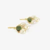 22k & green tourmaline unda earrings with golden south sea pearls
