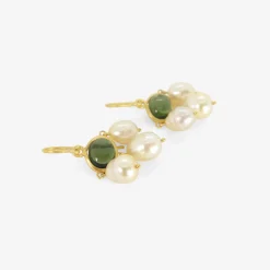 22k & green tourmaline unda earrings with golden south sea pearls