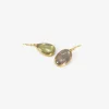 18k & green/mauve sapphire mismatched earrings, 15.22ct