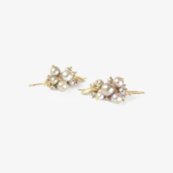 10k & grey pearl bug cluster earrings