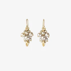 10k & grey pearl bug cluster earrings