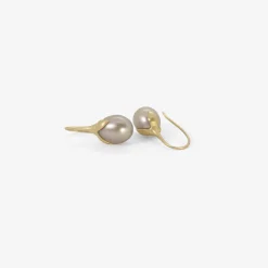 14k & grey pearl eggplant earrings