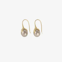 14k & grey pearl eggplant earrings
