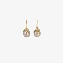 14k & grey pearl eggplant earrings