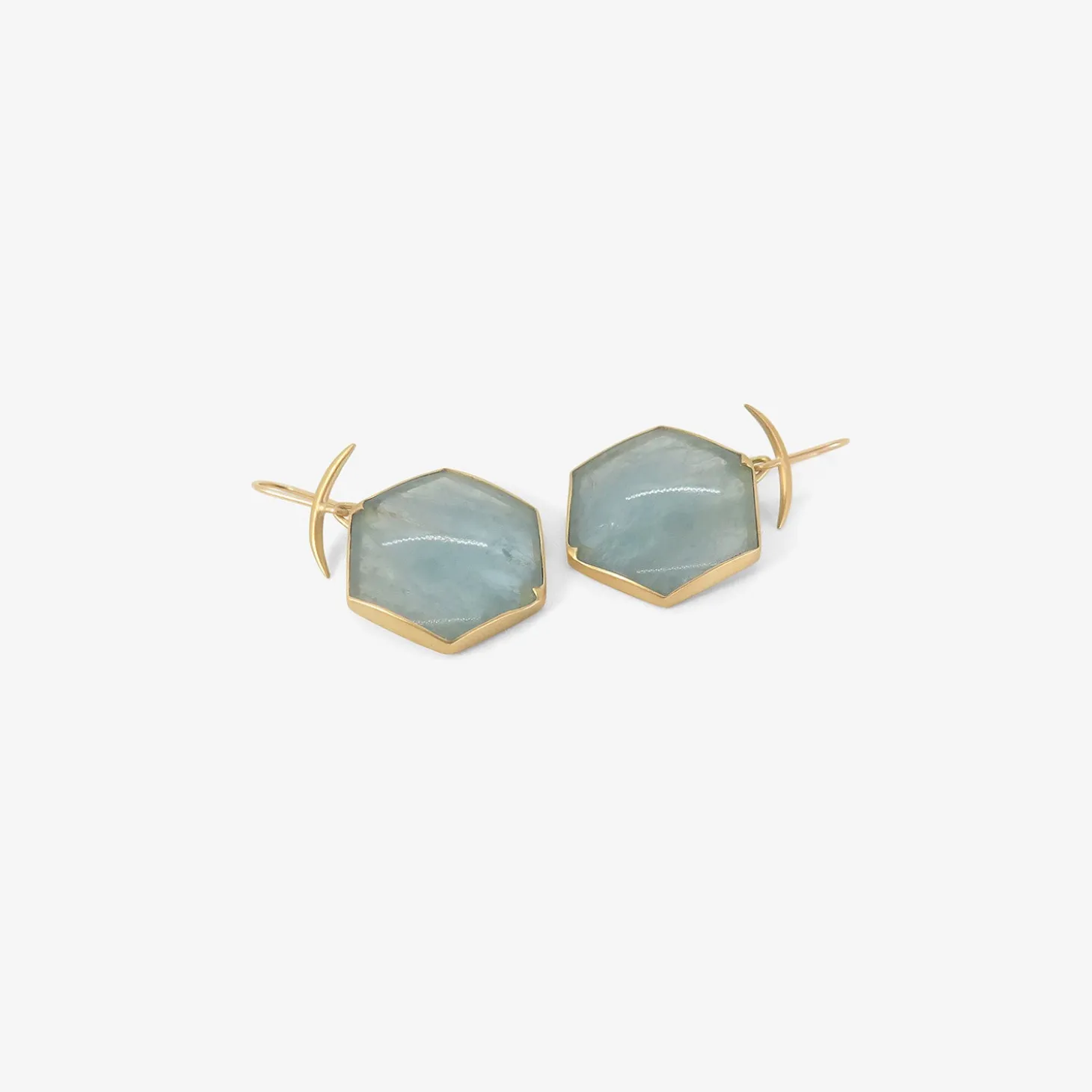 18k & hexagonal aquamarine earrings
