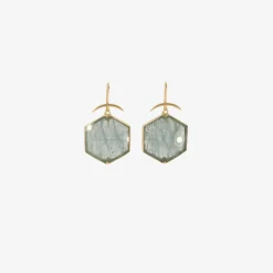 18k & hexagonal aquamarine earrings