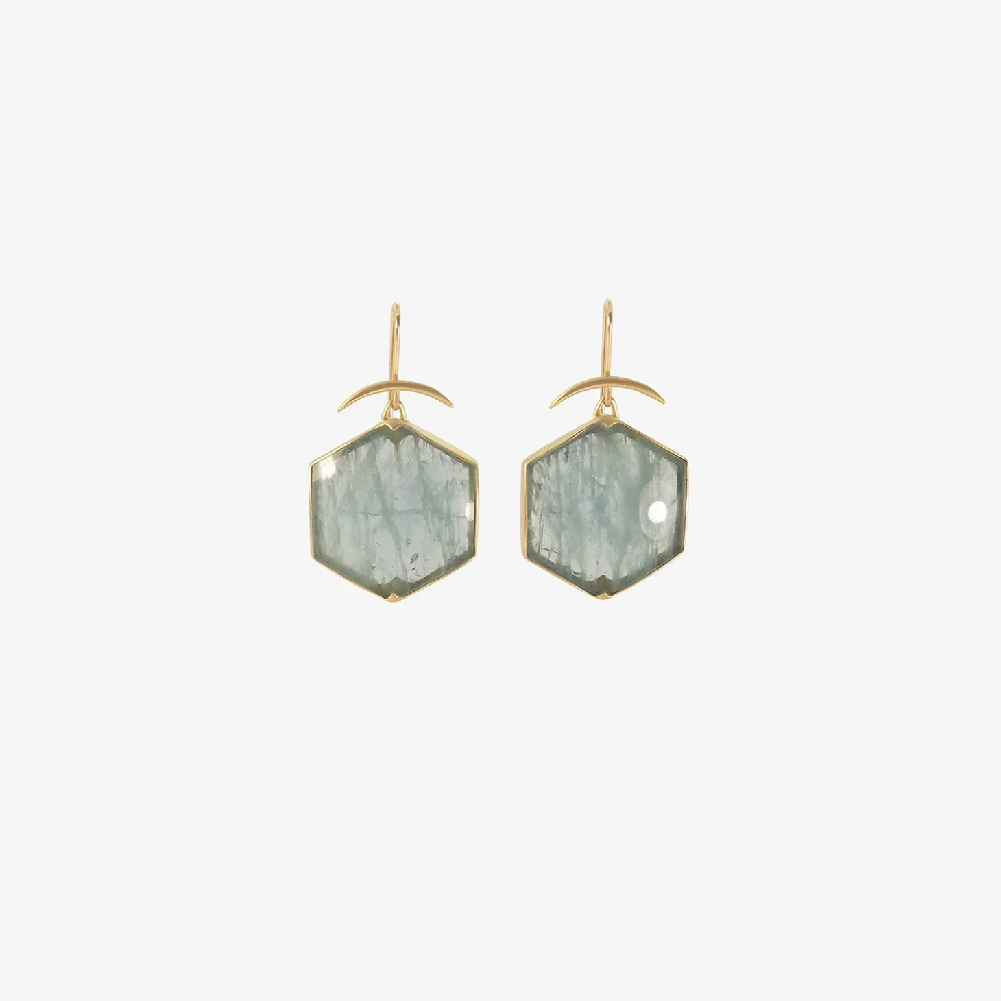 18k & hexagonal aquamarine earrings