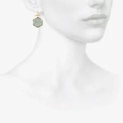 18k & hexagonal aquamarine earrings