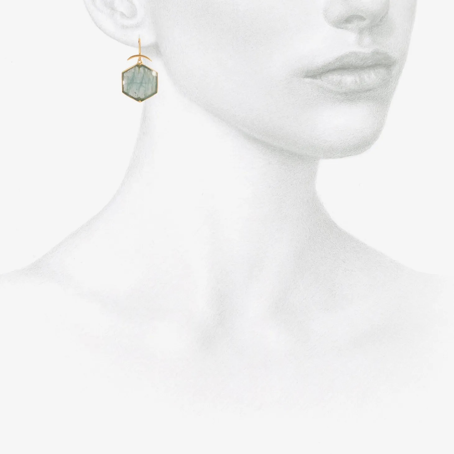 18k & hexagonal aquamarine earrings