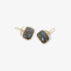 18k & horizontal cushion-shaped labradorite earrings
