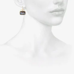 18k & horizontal cushion-shaped labradorite earrings